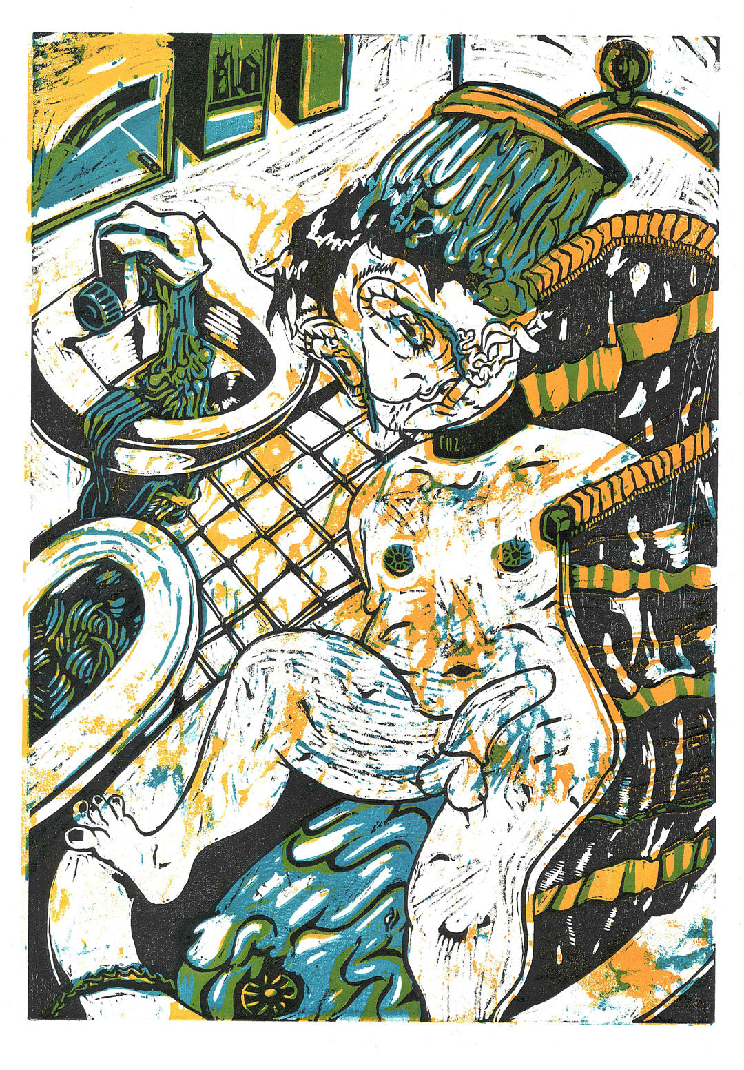 "Δυστυχία και Καύλα" Woodcut